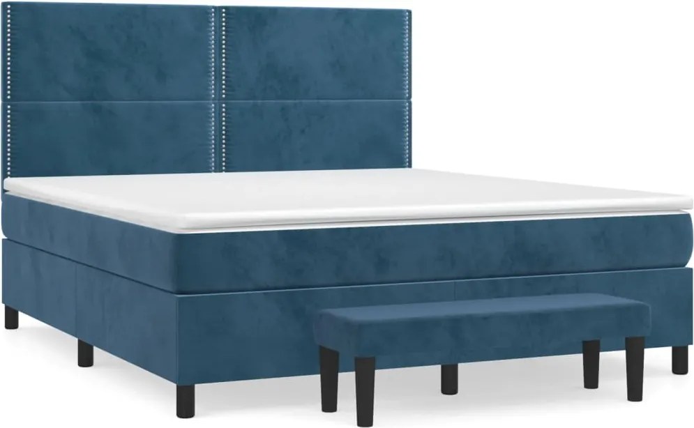 3137801 vidaXL Боксспринг легло с матрак, тъмносиньо, 180x200 см, кадифе