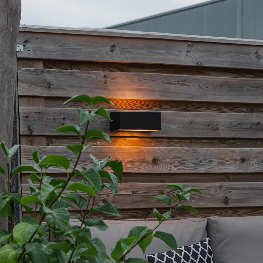 Модерна стенна лампа черна със светлинен ефект IP54 - Houks