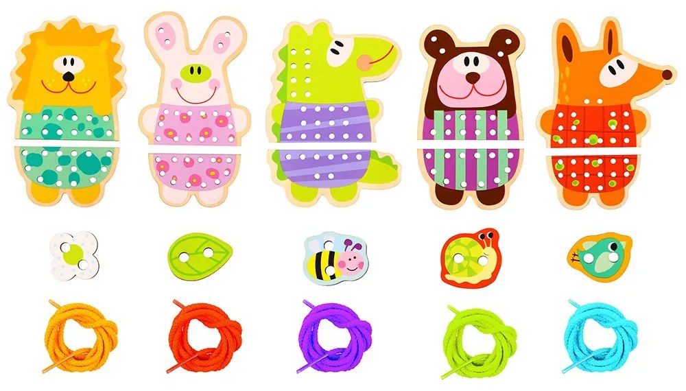 Tooky toy  -  Дървена игра за шиене Animals TL417