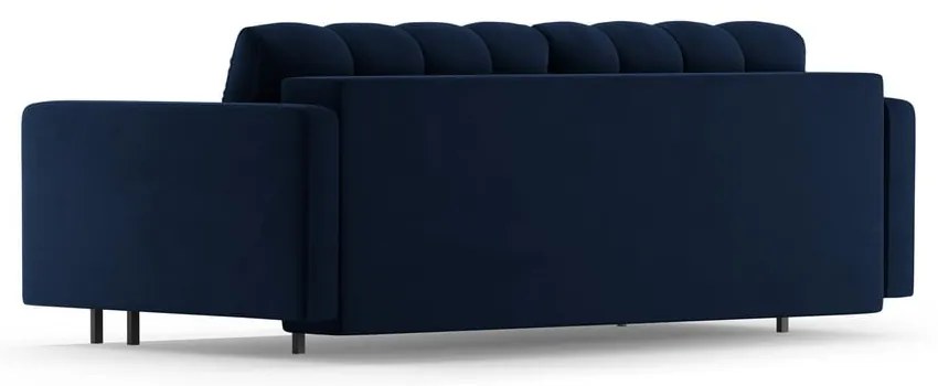 Тъмносин кадифен разтегателен диван с място за съхранение 222 cm Bali – Cosmopolitan Design