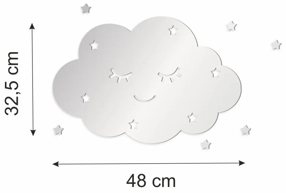Детско декоративно огледало за стена с мотив на облаци