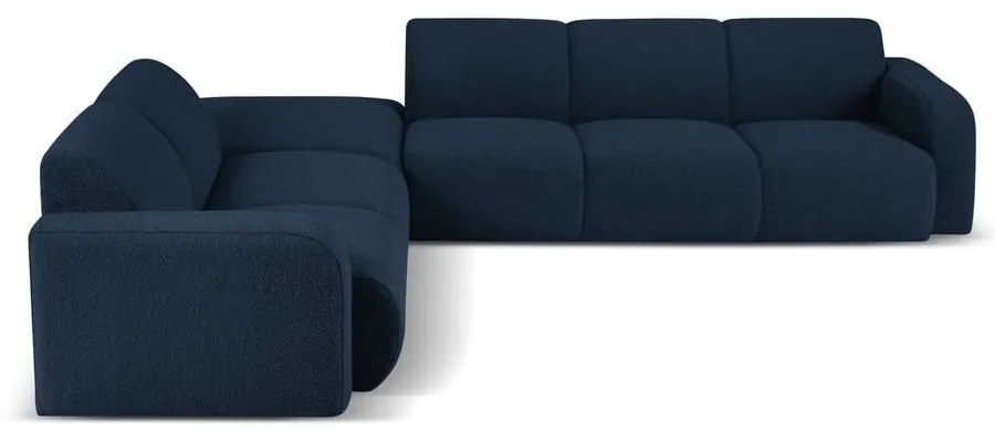 Тъмносин ъглов диван от плат букле (ляв ъгъл) Molino - Micadoni Home