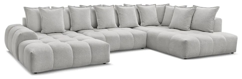 Светлосив шенилов сгъваем/с място за съхранение ъглов диван (десен ъгъл/U форма) Everest – Bobochic Paris