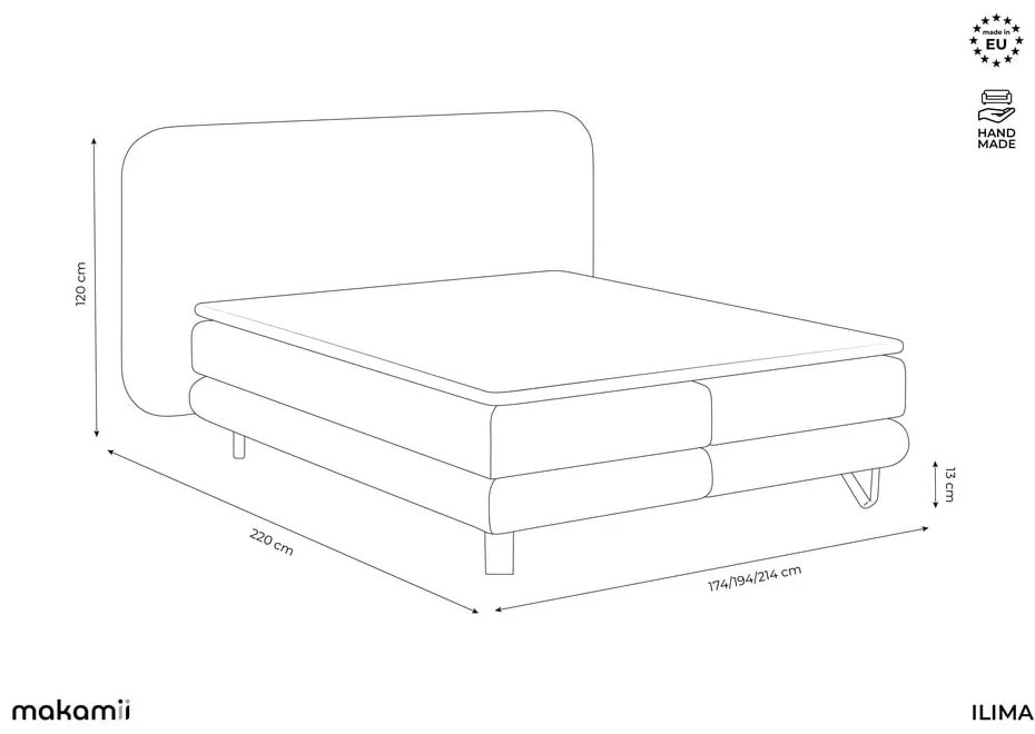 Боксспринг легло 180x200 cm в цвят горчица Ilima – Makamii