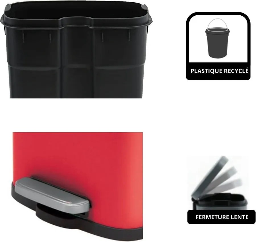 Червено стоманено кошче за боклук с педал 5 l Akira – Spirella