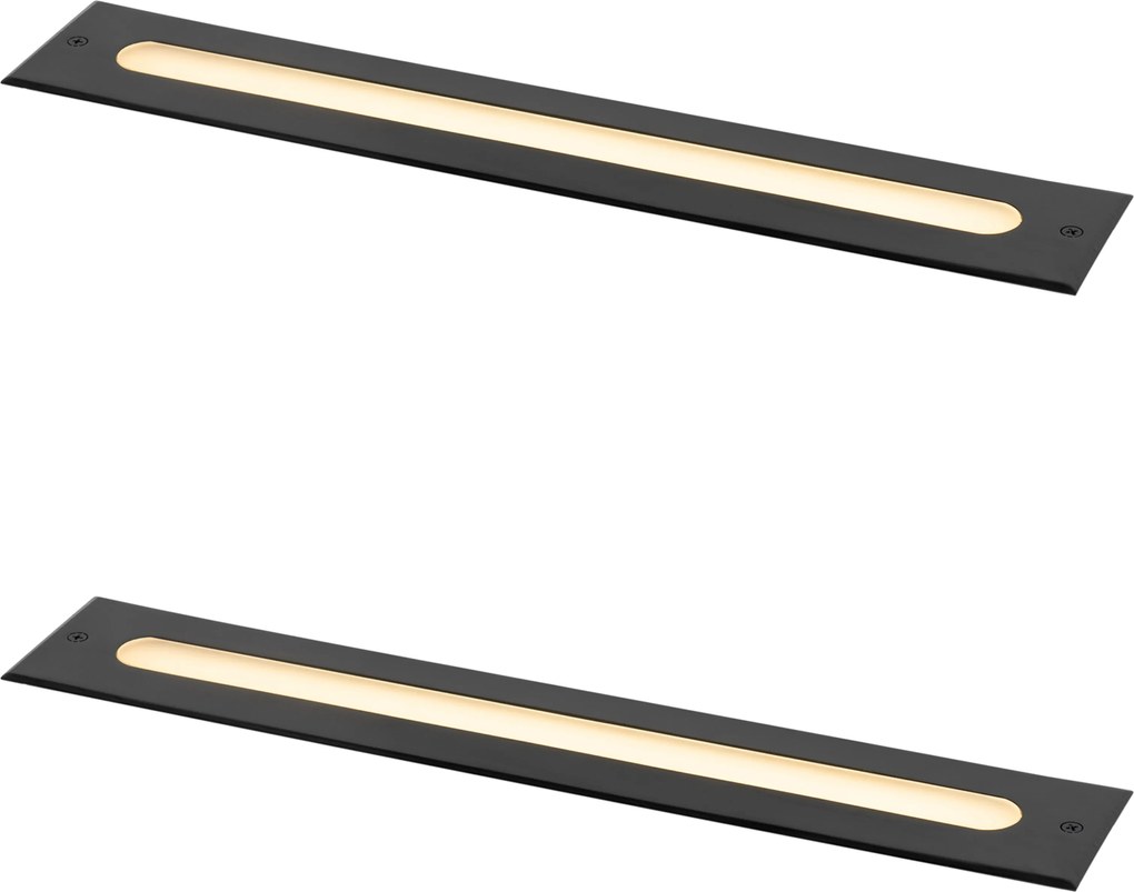 Комплект от 2 модерни наземни прожектора черни 50 см вкл. LED IP65 - Eline