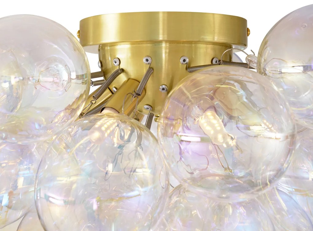 Дизайнерско таванно осветление месинг с дъговидна стъклена 6-светлинна - Uvas