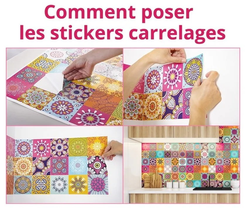 Комплект от 60 декоративни стикера за стена , 15 x 15 cm Fernando - Ambiance