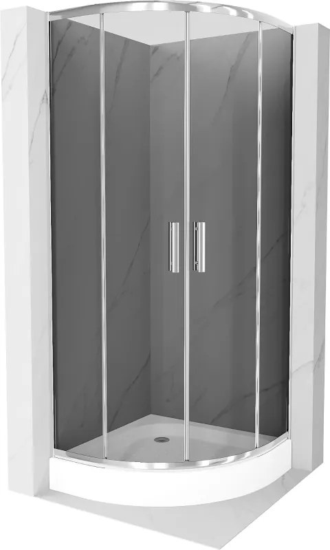 Mexen Rio душ кабина полукръгла 80 x 80 см, графит, хром + корито, бяло