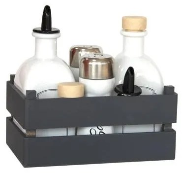 Порцеланов оливерник от 5 части в дървена сива касетка HORECANO(HRC54333)