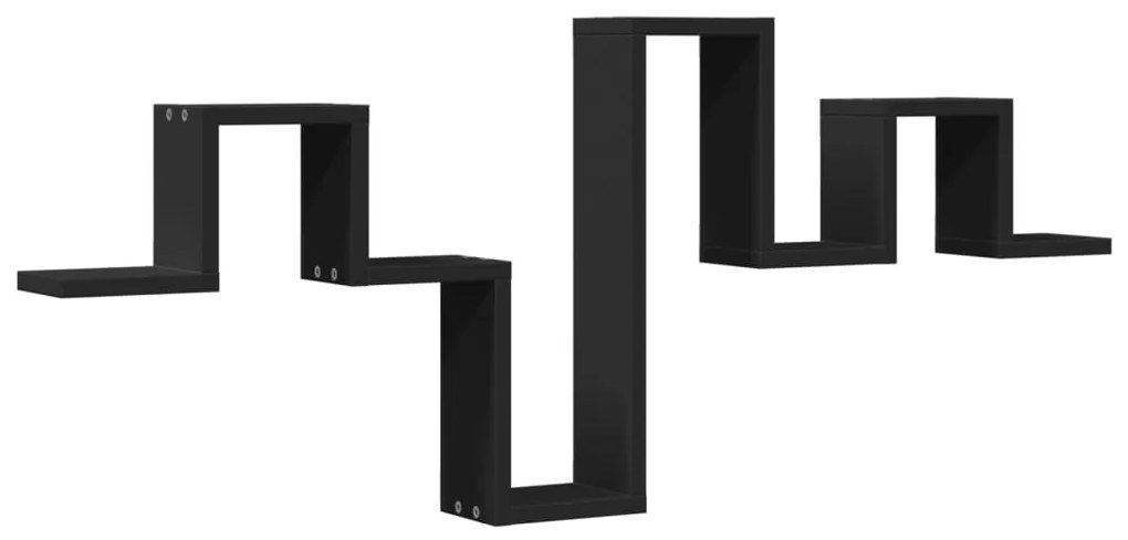 840724 vidaXL Стенен рафт, черен, 104,5x10x43 см, инженерно дърво