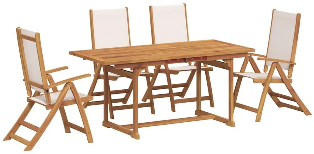 3279282 vidaXL Градински трапезен комплект, 5 части, акация масив и textilene
