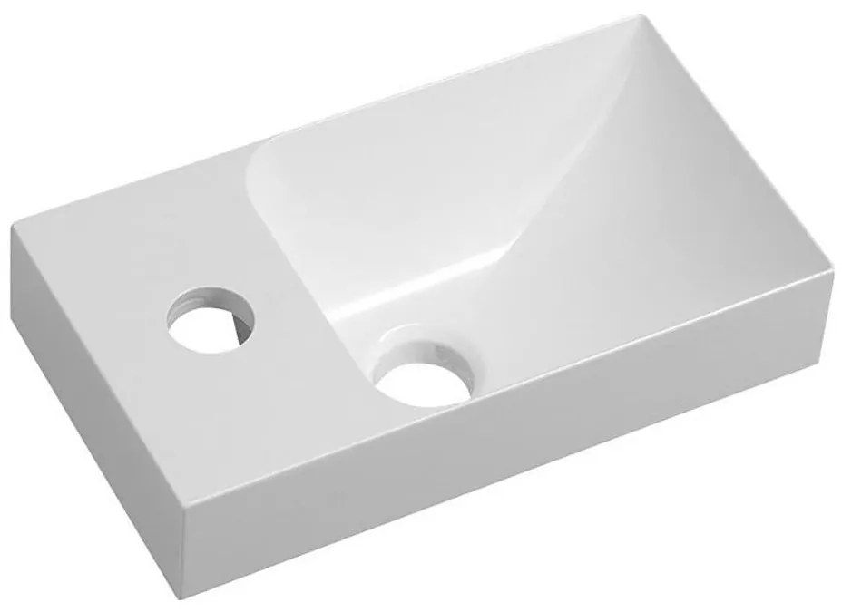 Sapho - Стенна мивка PICCOLINO 31x17 cm лява/леян мрамор/бяла