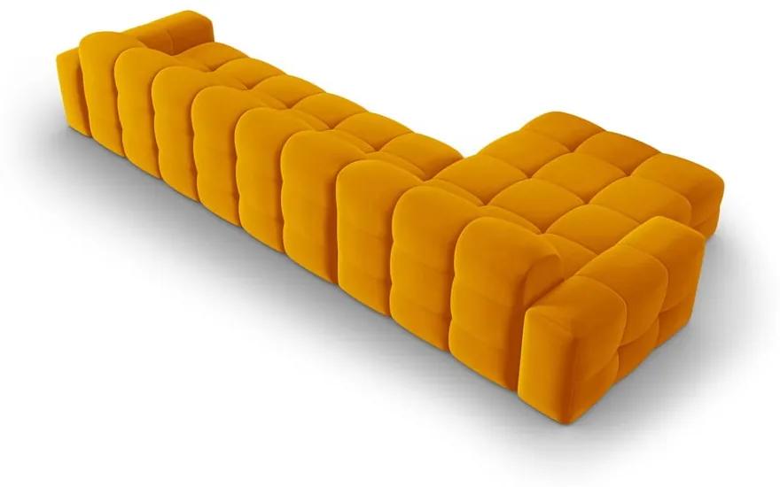 Ъглов диван от кадифе в жълта охра (ляв ъгъл) Kendal - Micadoni Home