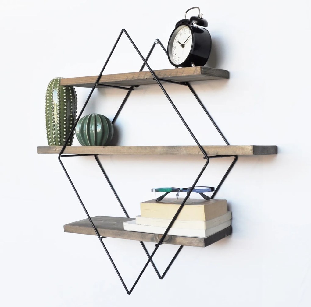 Декоративен дървен рафт за стена WR007 Орех
Черен