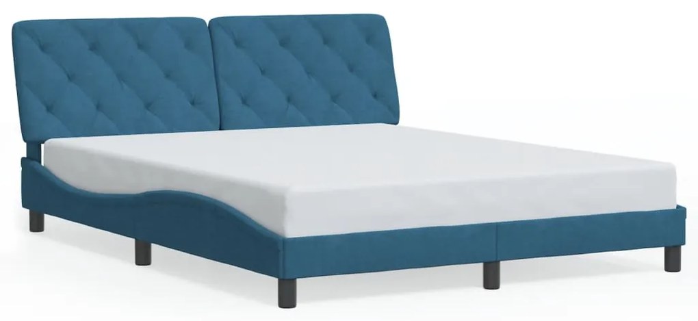 3207933 vidaXL Рамка за легло без матрак, синя, 160x200 см, кадифе