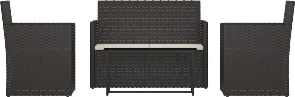 319194 vidaXL Лаундж комплект за двор с възглавници 4 части полиратан черен