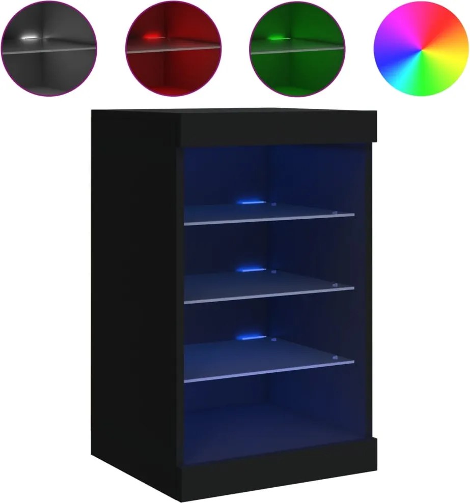 836722 vidaXL Сайдборд с LED светлини, черен, 41x37x67 см