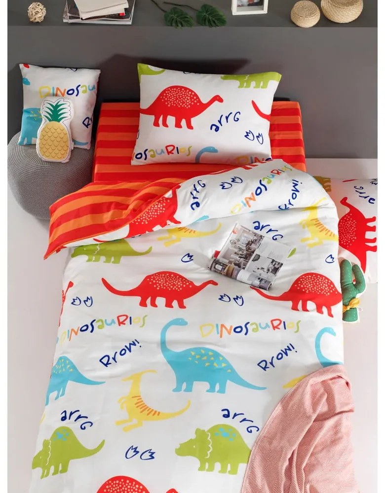 Бяло единично детско спално бельо 140x200 cm Dinazorus – Mijolnir