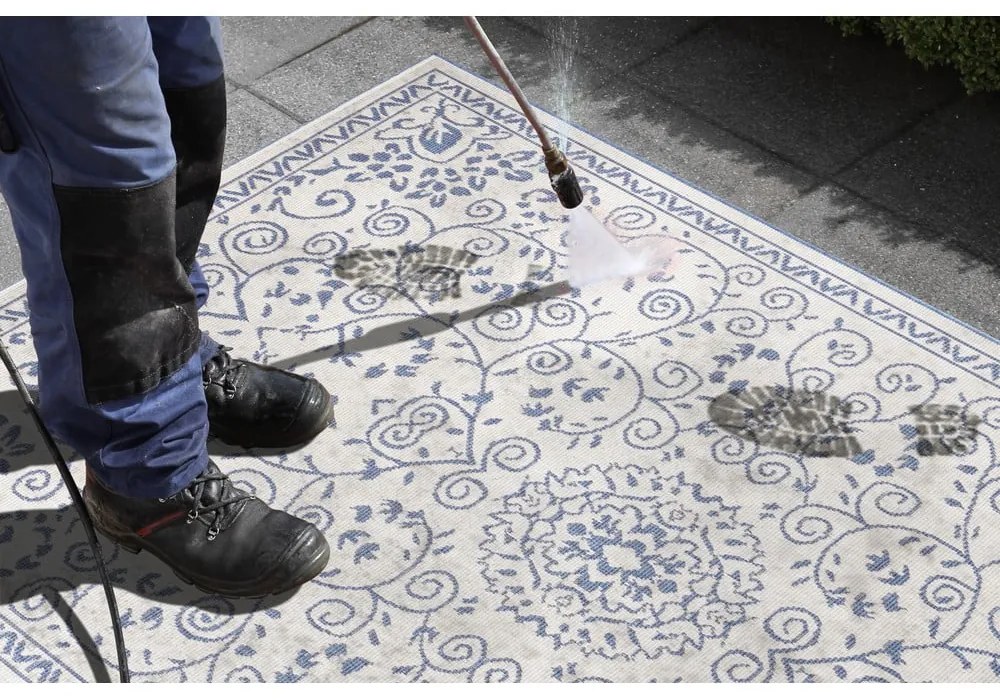 Синьо-кремав килим на открито , 80 x 150 cm Leyte - NORTHRUGS