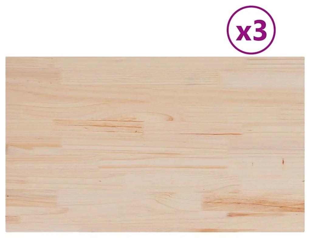 847419 vidaXL Плотове за маси, 3 бр, 80x47x1,7 см, правоъгълни, бор масив