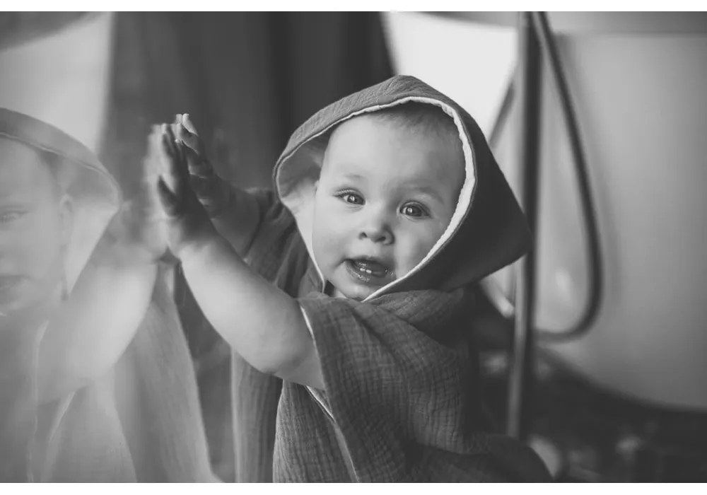 Бебешко пончо от муселин в цвят каки размер M - Malomi Kids