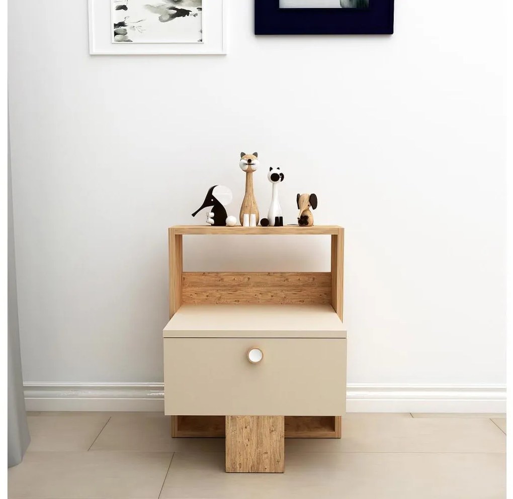 Нощно шкафче SNEKER 60x48,6 см, бежово/борова дървесина Atlantic
