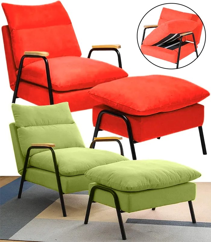 Релаксиращ фотьойл с облегалка за крака OSLO червен