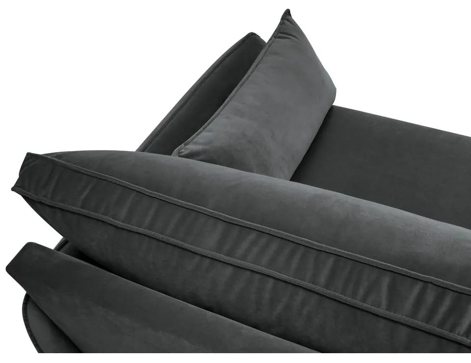 Тъмно сив кадифен диван с черни крака , 158 см Lento - Kooko Home