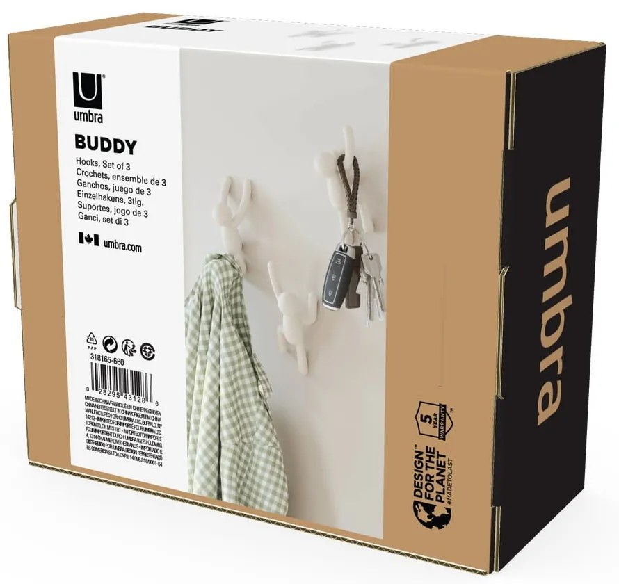 Пластмасови куки за стена в комплект от 3 броя Buddy - Umbra