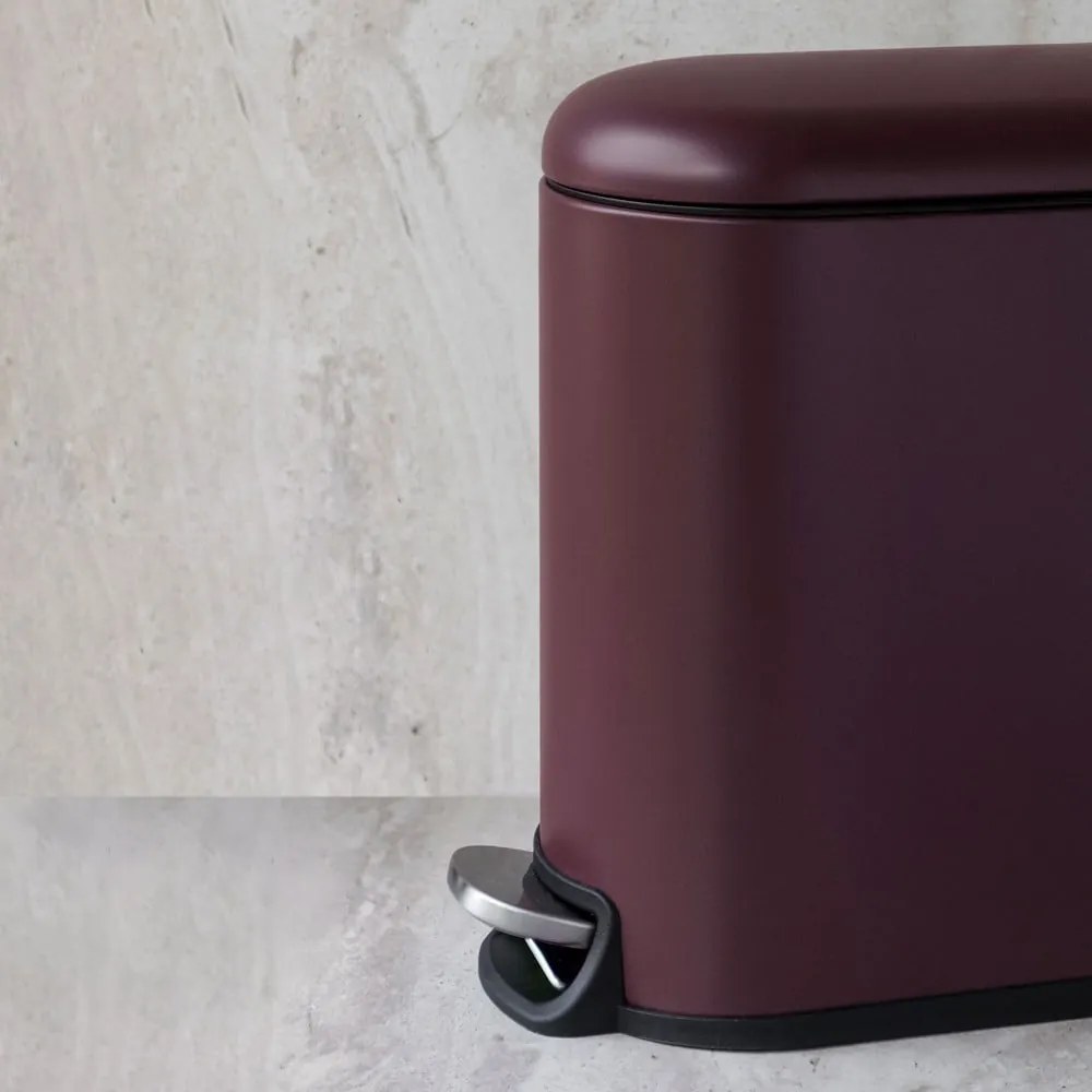 Тъмнолилаво метално кошче за боклук с педал 5 l Mini Walther – Mette Ditmer Denmark