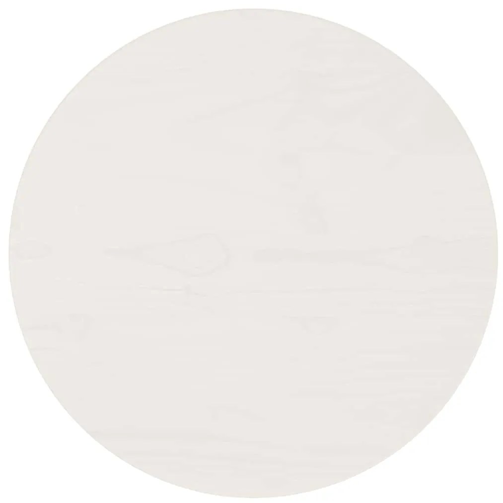 813652 vidaXL Плот за маса, бял, Ø40x2,5 см, бор масив