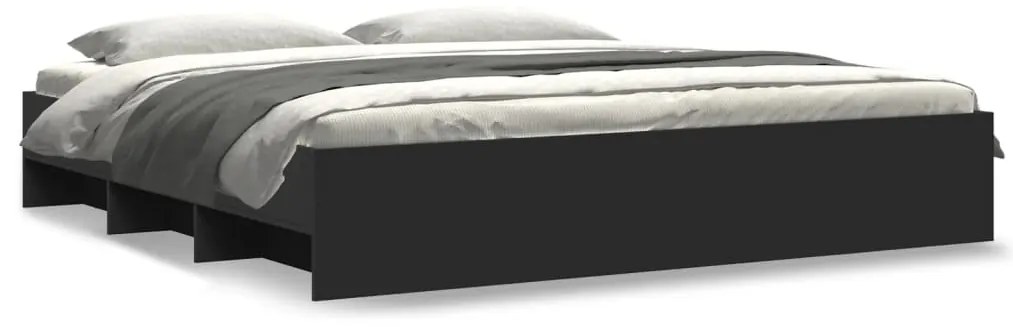 3295626 vidaXL Рамка за легло, черна, 200x200 см, инженерно дърво