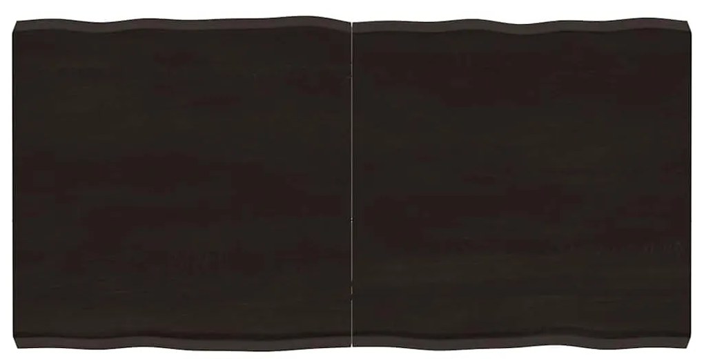 364027 vidaXL Плот за маса тъмнокафяв 120x60x(2-6) см обработен масивен дъб