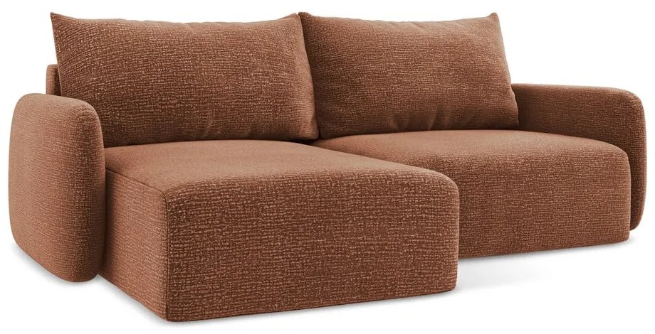 Разтегателен ъглов диван с място за съхранение в тухлен цвят (ляв ъгъл) Kalena – Makamii