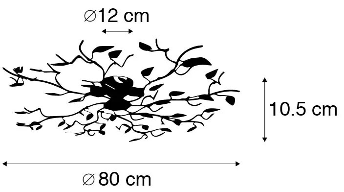 Интелигентна таванна лампа черна със злато 80 см 4-крушки вкл. 4 Wifi P45 - Foglie