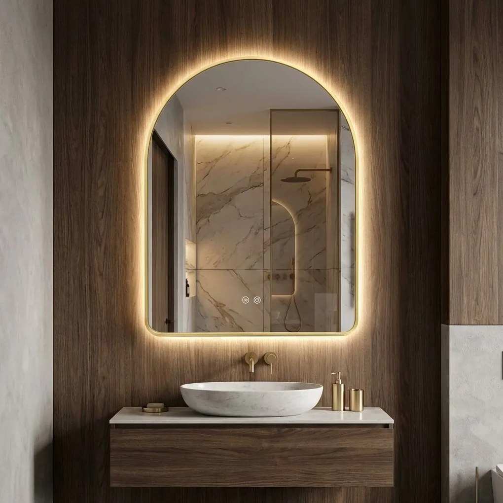 Огледало LED 80x60cm CAMLOT Brush Gold