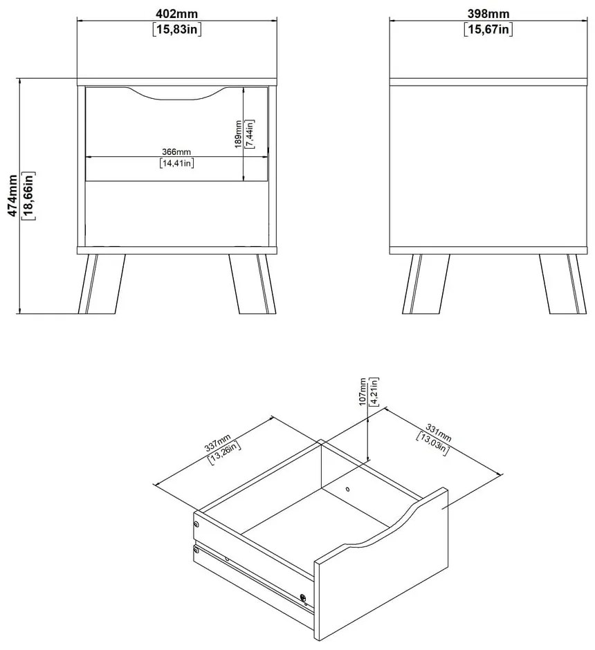 Нощно шкафче в бял и естествен цвят Ikast – Tvilum