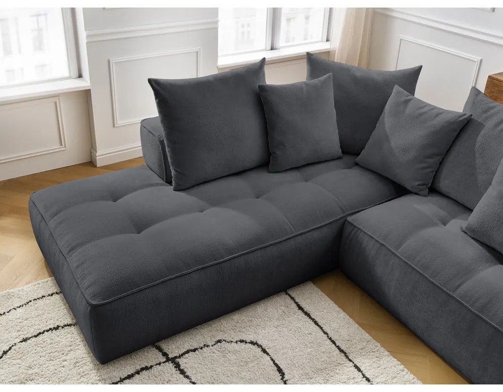 Тъмносив шенилов ъглов диван (десен ъгъл/L форма) Whesley – Bobochic Paris