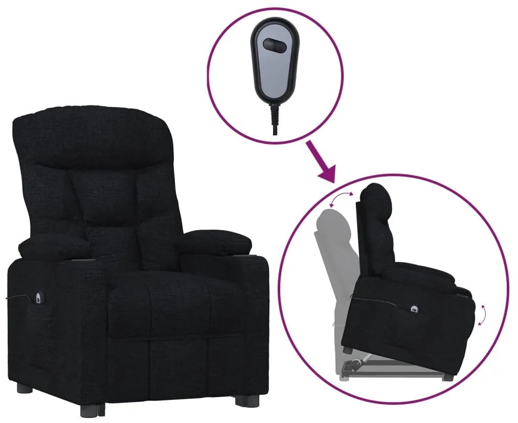 3110877 vidaXL Изправящ стол, черен, текстил