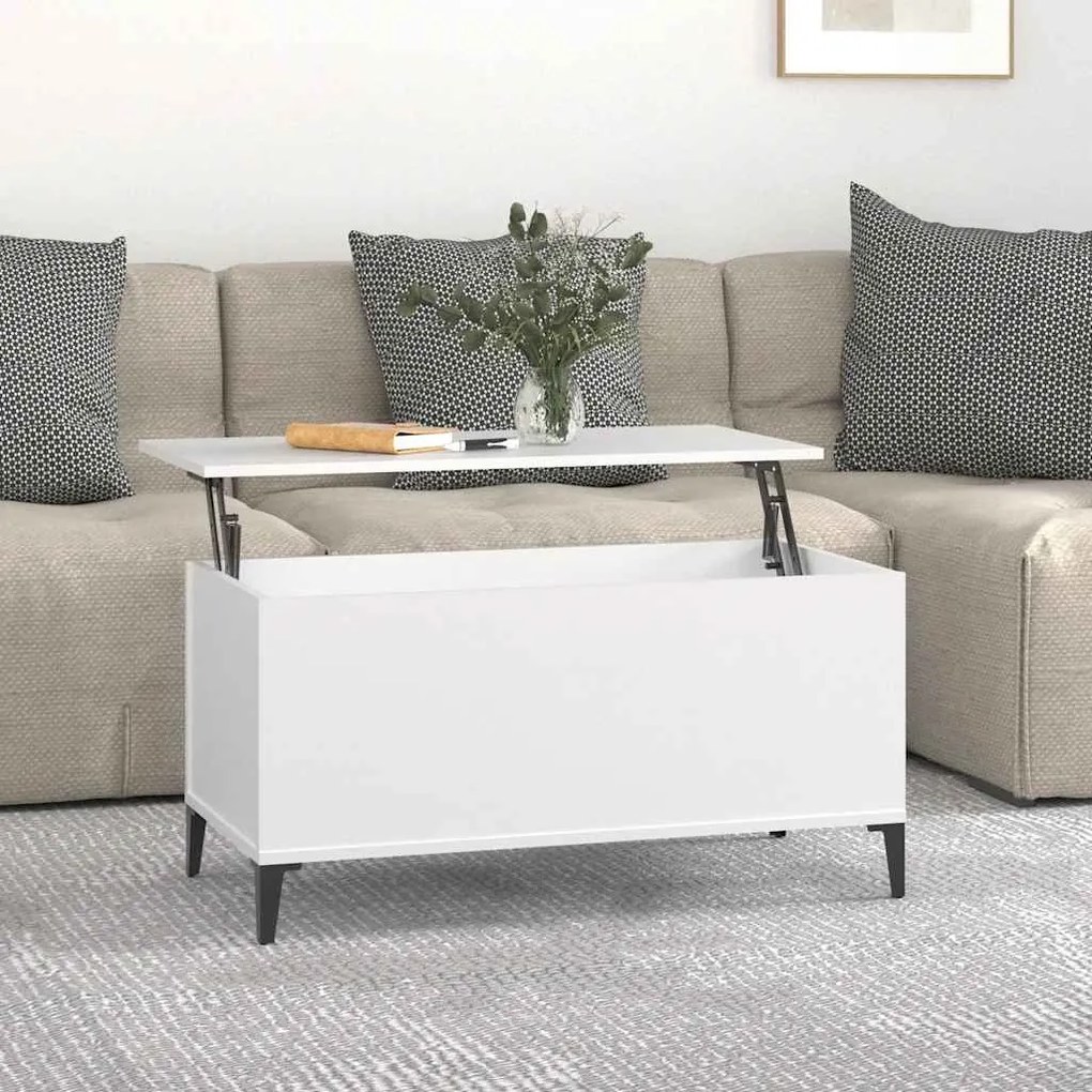 819588 vidaXL Кафе маса, бяла, 90x44,5x45 см, инженерно дърво