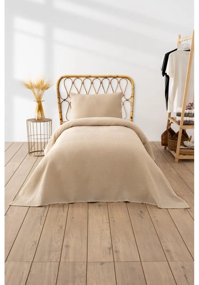 Бежово покривало за легло 160x220 cm Waffle – Mijolnir