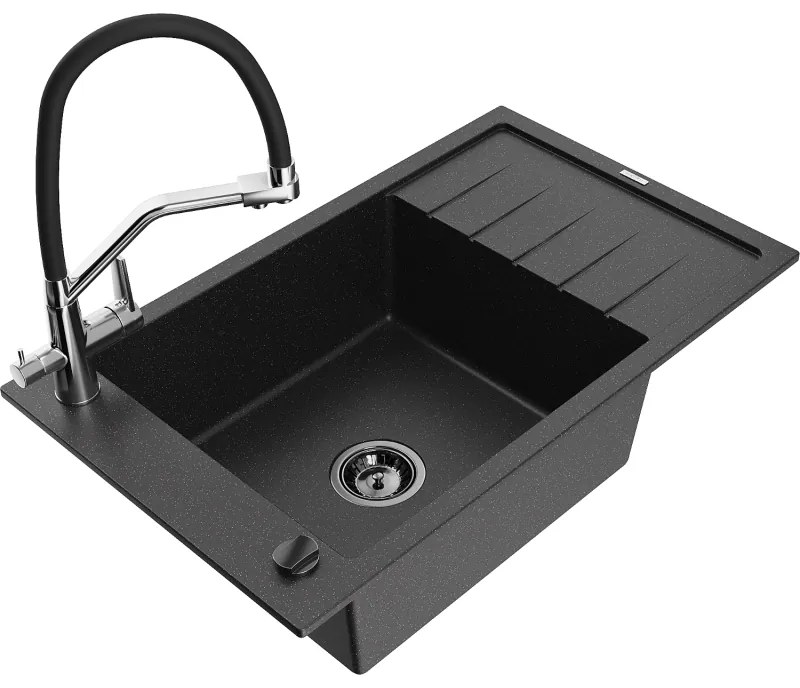 Mexen Elias гранитна кухненска мивка с 1 отделение и отцедник, с кухненски