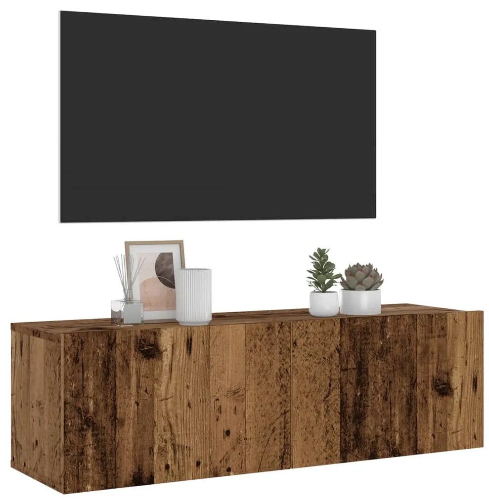 856018 vidaXL Стенни ТВ шкафове, старо дърво, 100x30x30 см, инженерно дърво