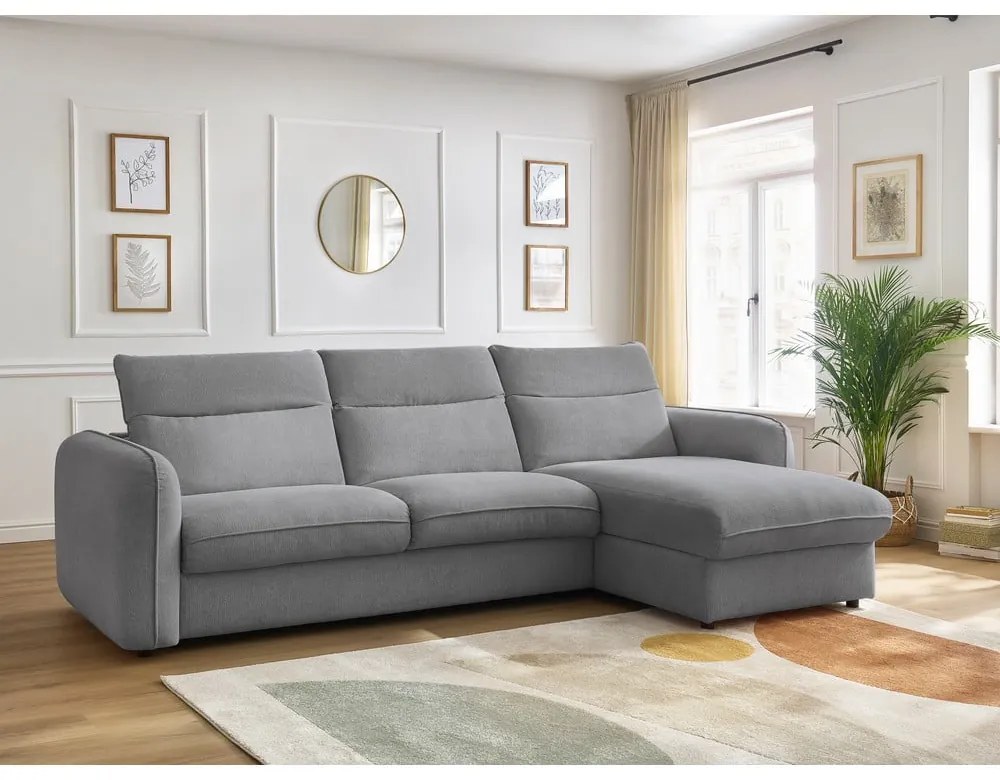 Светлосив разтегателен ъглов диван (променлив) Achille – Bobochic Paris