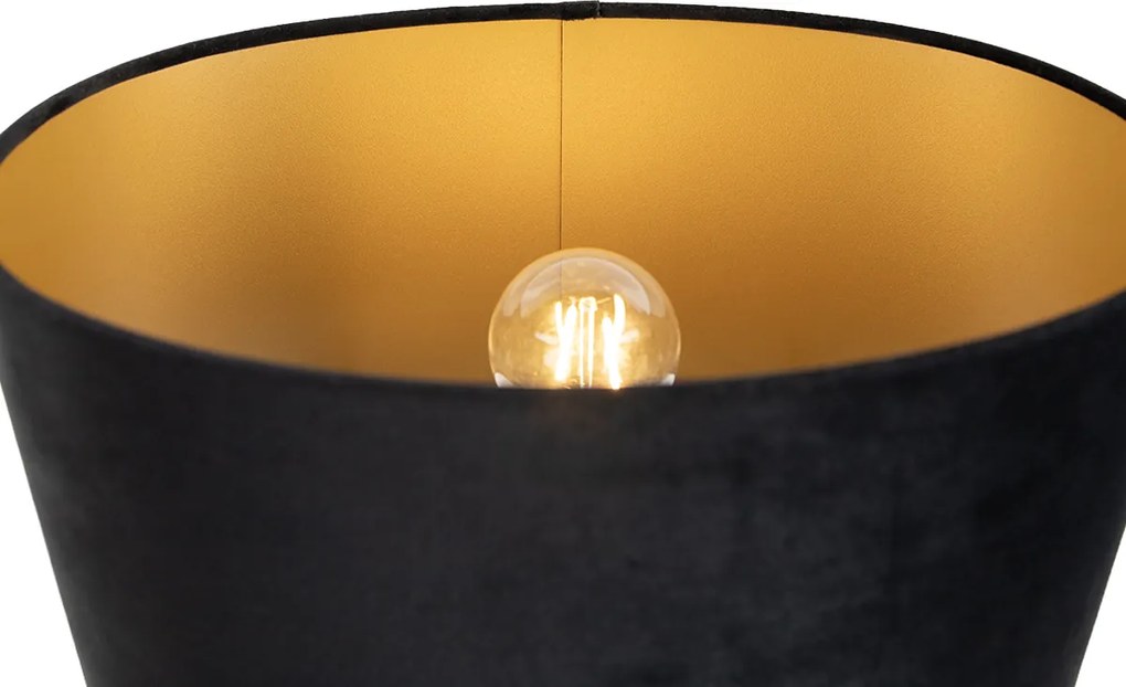 Настолна лампа черна с черен овален абажур 35 см - Thijmen