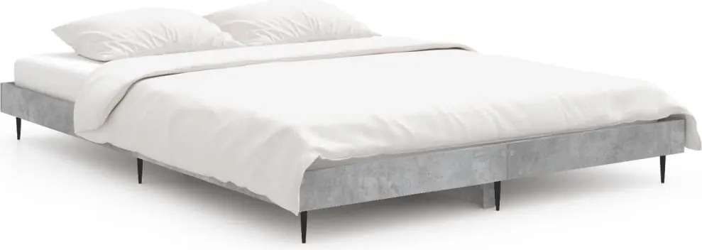 832289 vidaXL Рамка за легло, бетонно сиво, 135x190 см, инженерно дърво