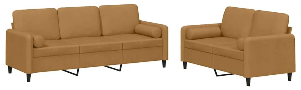 3202041 vidaXL Комплект дивани 2 части с възглавници, кафяв, кадифе