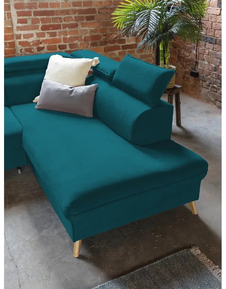 Тюркоазено кадифе, U-образен ъглов диван (десен ъгъл) Sweet Harmony - Miuform