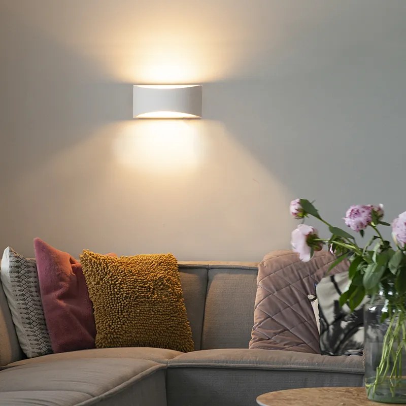 Модерна стенна лампа бяла 20 см със светлинен ефект - Tum